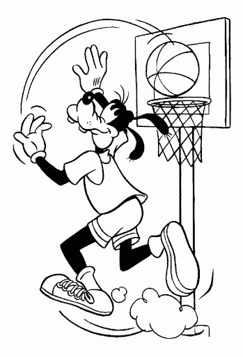 Dibujo de Goofy Jugando al Baloncesto para Colorear