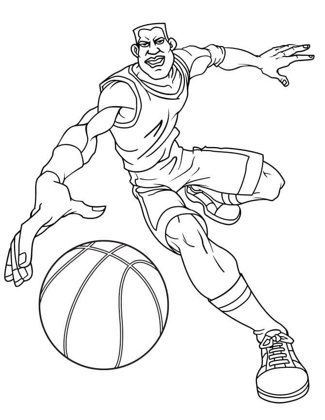 Dibujo de Hombre Corriendo con Baloncesto para Colorear