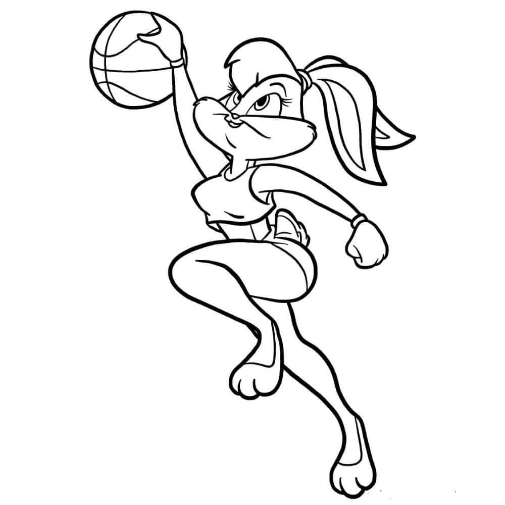 Dibujo de Looney Tunes Lola Bunny Juega Baloncesto para Colorear