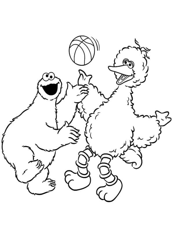 Dibujo de Monstruo de las Galletas Jugando al Baloncesto para Colorear
