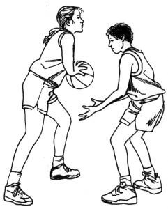 Dibujo de Niña y niño Jugando Baloncesto para Colorear