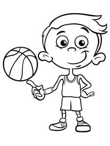 Dibujo de Niño con Baloncesto para Colorear