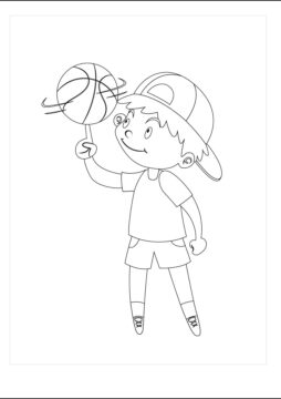 Dibujo de Niño Jugando Baloncesto para Colorear