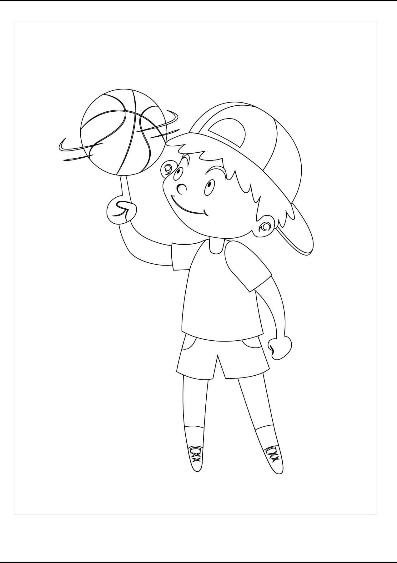 Dibujo de Niño Jugando Baloncesto para Colorear