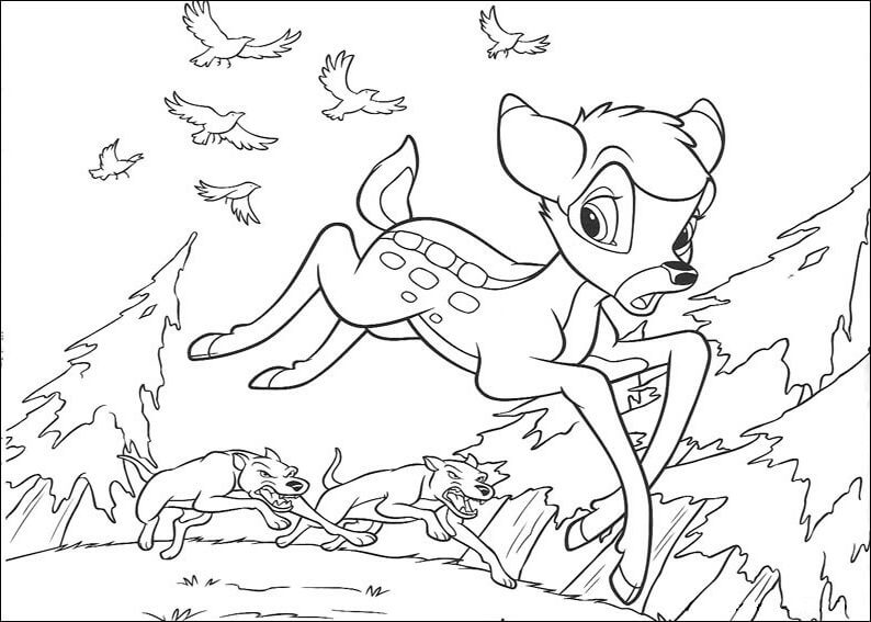 Dibujo de Bambi Corriendo para Colorear