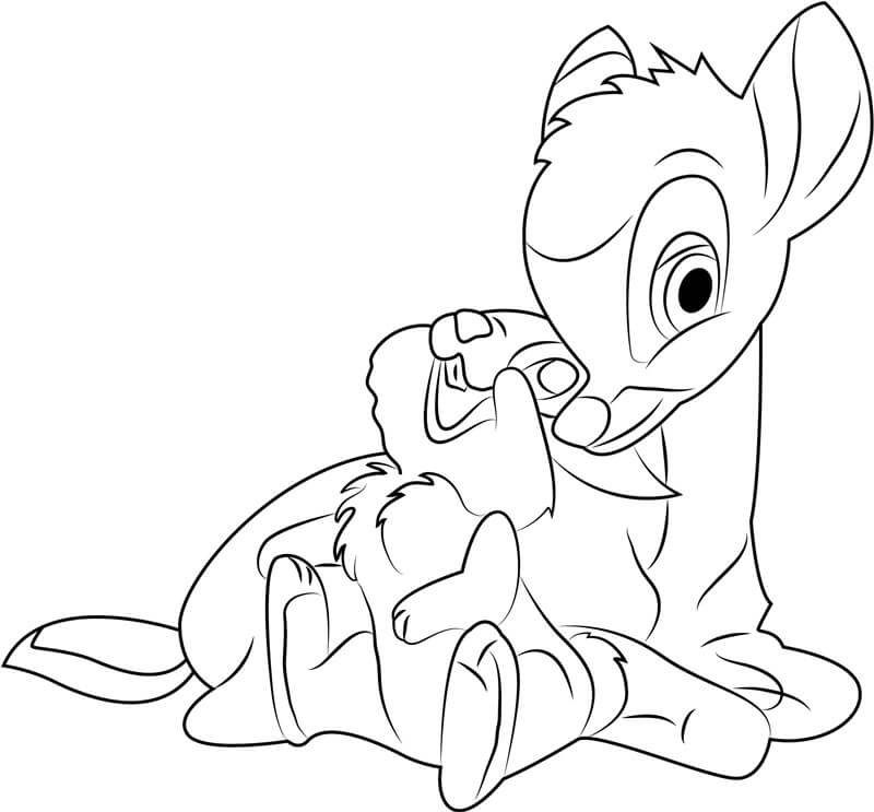 Dibujo de Bambi y Thumper para Colorear