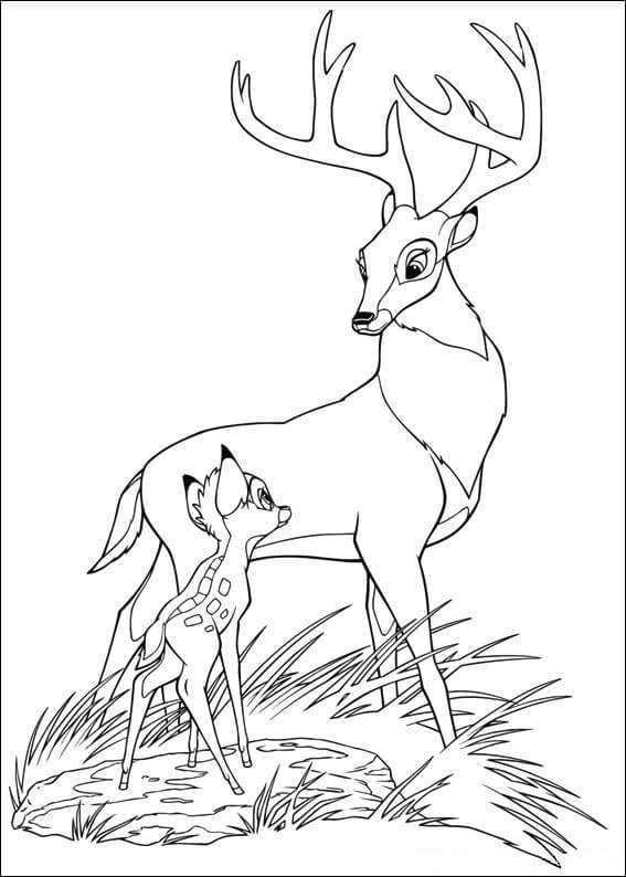 Dibujo de El Gran Prncipe del Bosque y Bambi para Colorear