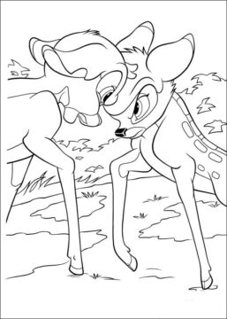 Dibujo de Ronno y Bambi para Colorear