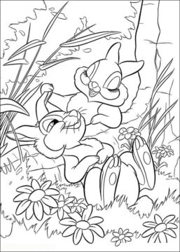 Dibujo de Thumper y Seorita Conejito para Colorear