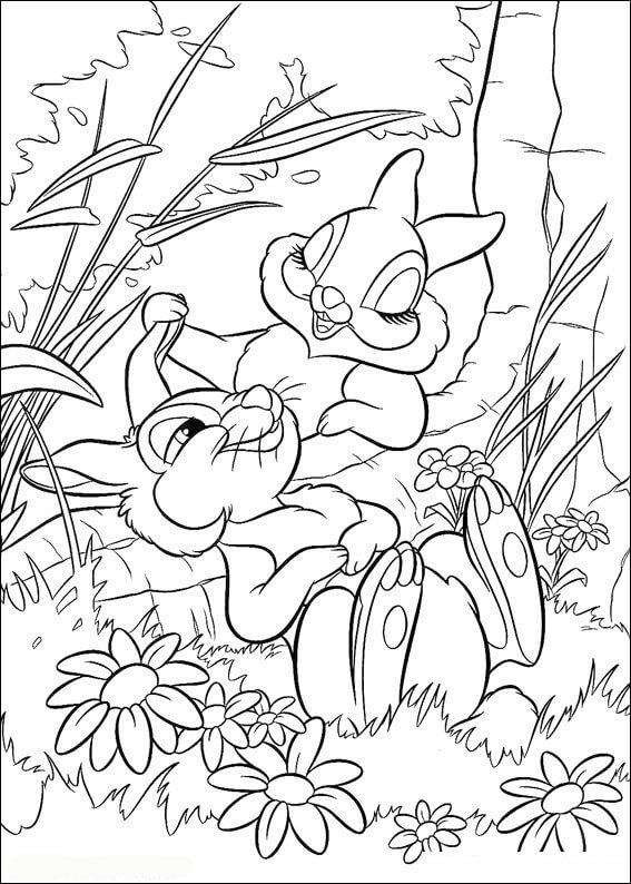 Dibujo de Thumper y Seorita Conejito para Colorear