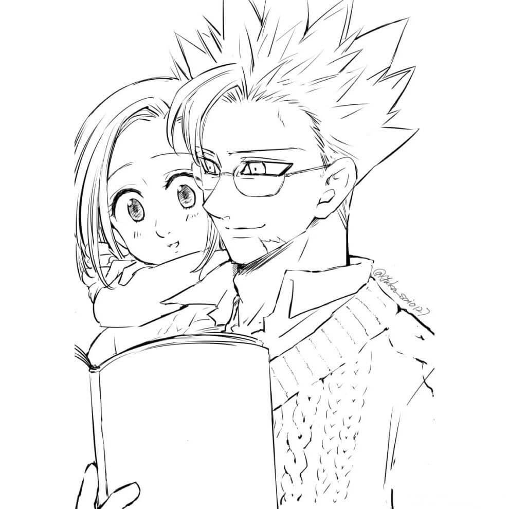 Dibujo de Ban con Elaline Lindo para Colorear