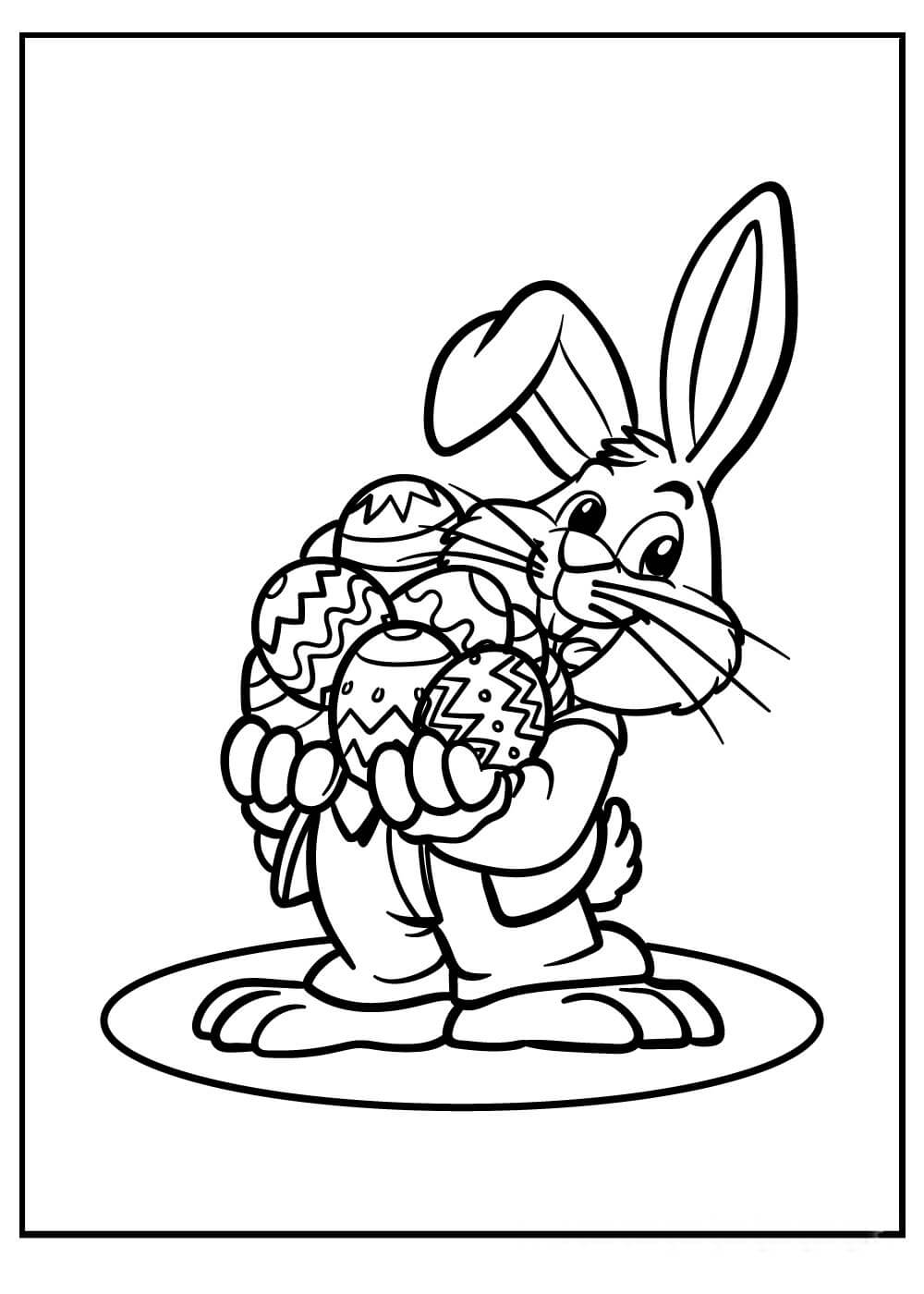 Dibujo de Bugs Bunny Sosteniendo Huevos de Pascua para Colorear