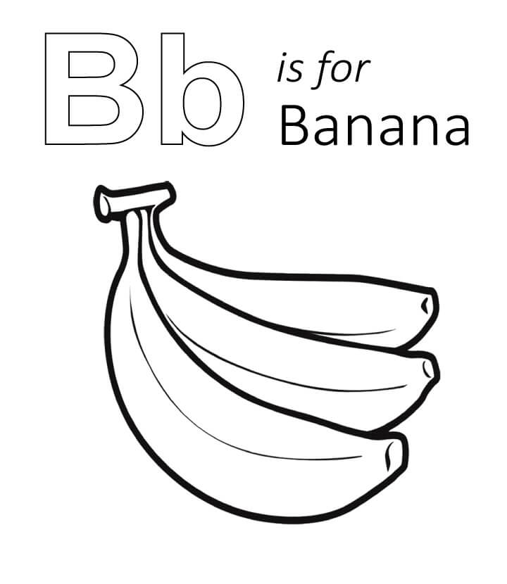 Dibujo de B Es para Platano para Colorear