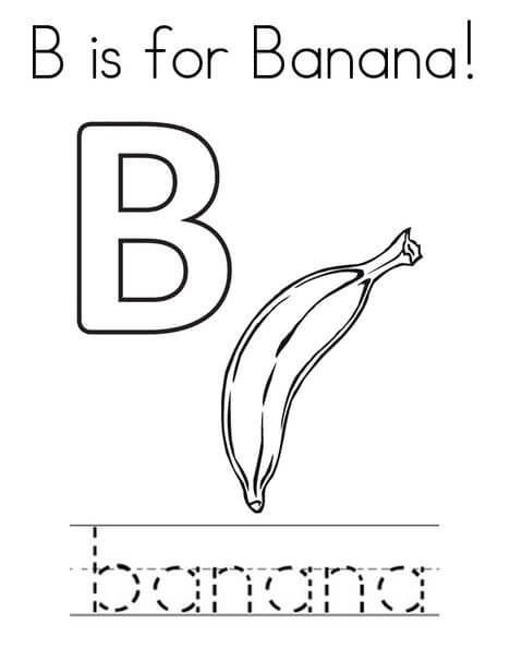 Dibujo de La Letra B Es para Platano para Colorear