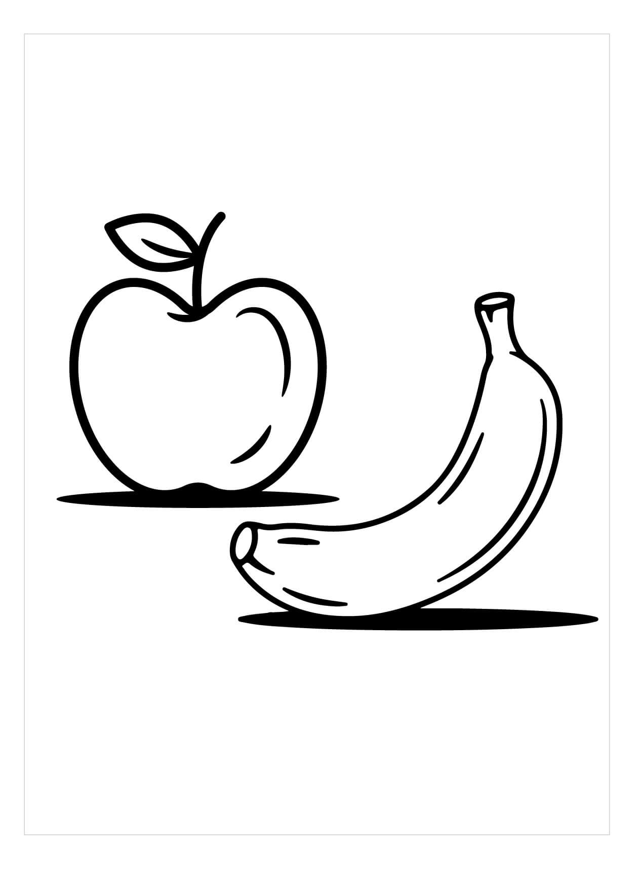 Dibujo de Manzana y Platano para Colorear