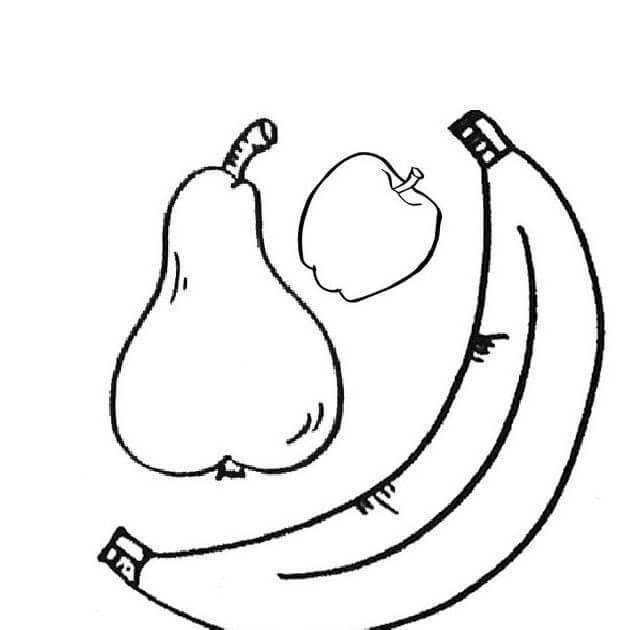 Dibujo de Manzanas Platanos y Peras para Colorear