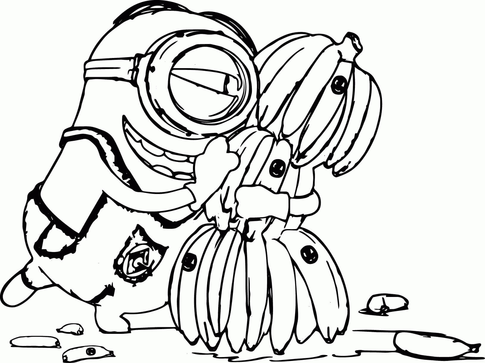 Dibujo de Minion de Dibujo con Platano para Colorear