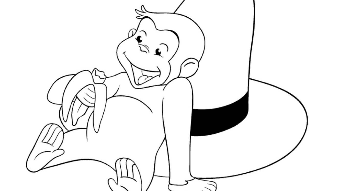 Dibujo de Mono Comiendo Platano para Colorear