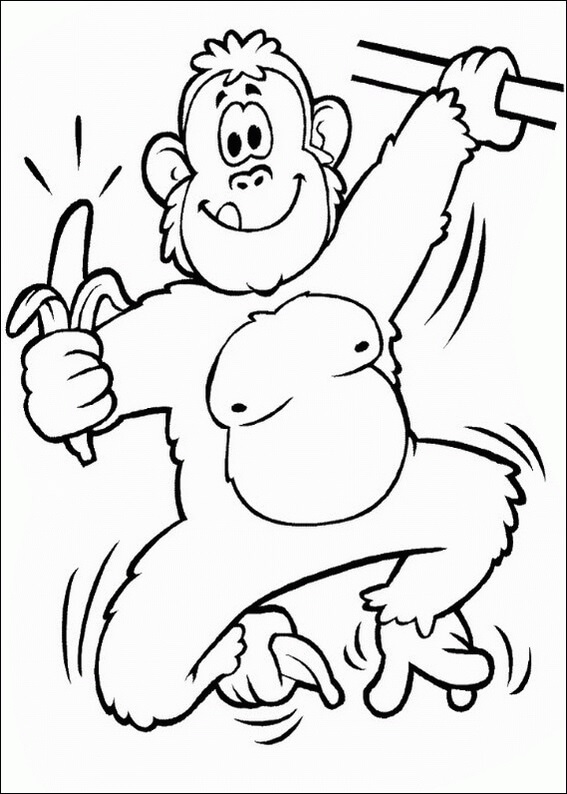 Dibujo de Mono Gracioso Sosteniendo Platano para Colorear