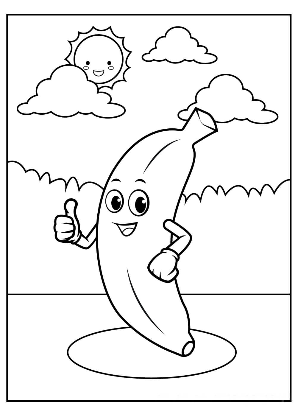 Dibujo de Platano Divertido Como Tu para Colorear
