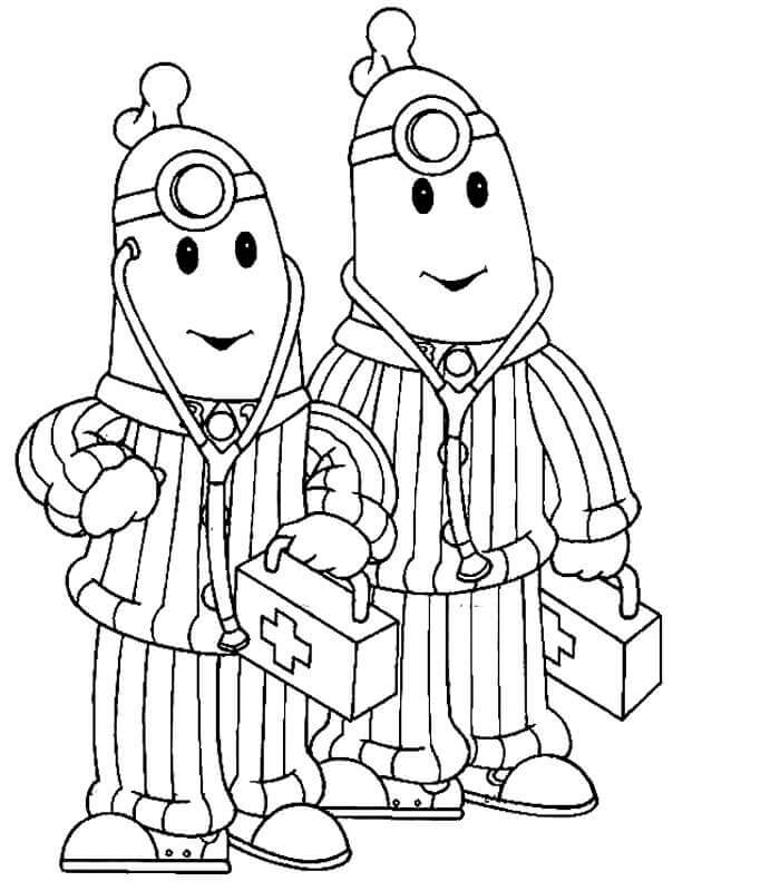 Dibujo de Doctores Platanos en Pijama para Colorear