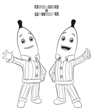 Dibujo de Platanos en Pijama Divertido para Colorear