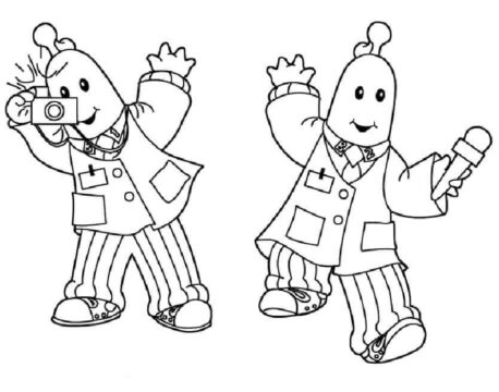 Dibujo de Platanos en Pijama Sonriendo para Colorear