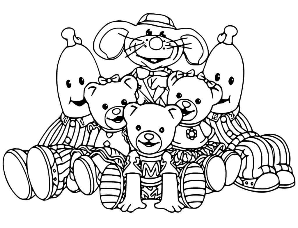 Dibujo de Platanos en Pijama y Amigos para Colorear