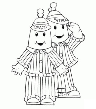 Dibujo de Platanos Lindos en Pijama para Colorear
