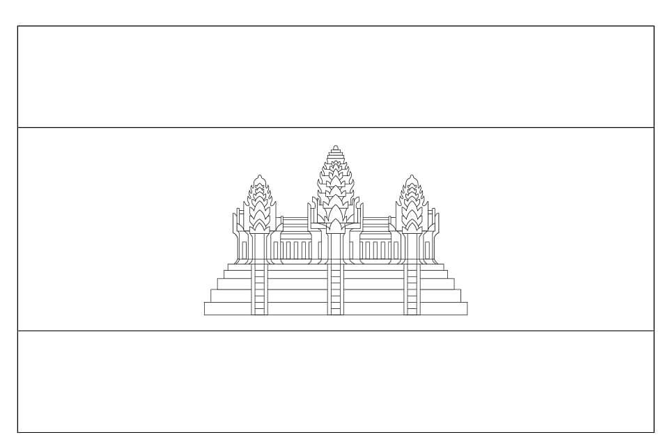 Dibujo de Bandera de Camboya para Colorear