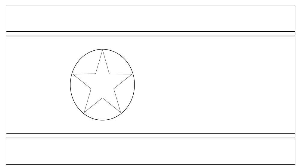 Dibujo de Bandera de Corea del Norte para Colorear