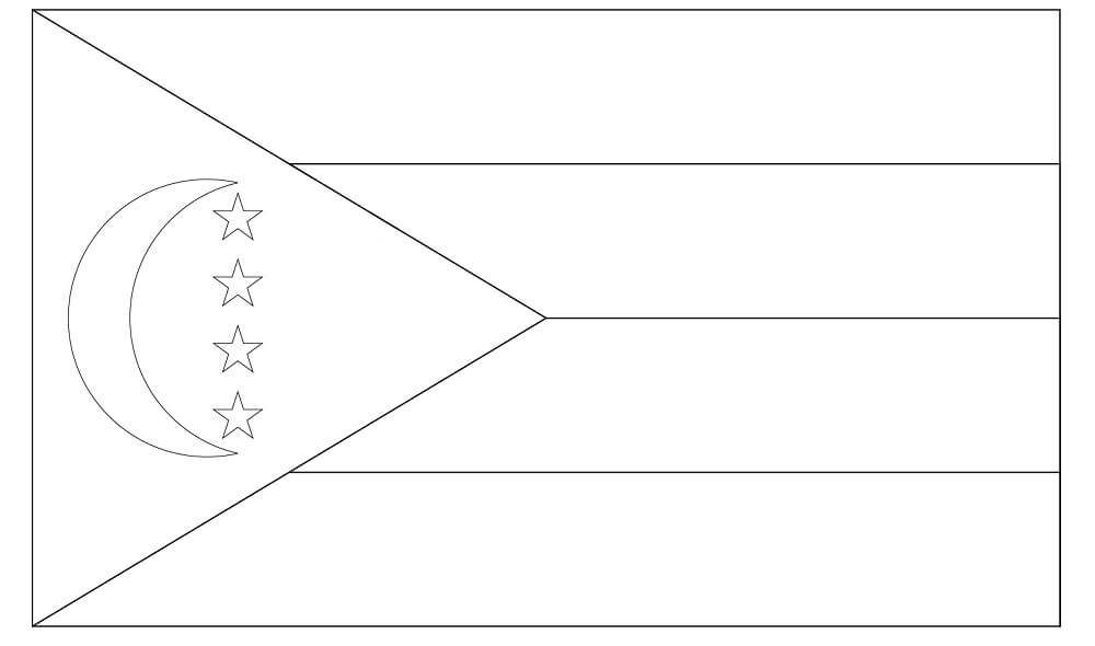 Dibujo de Bandera de las Comoras para Colorear