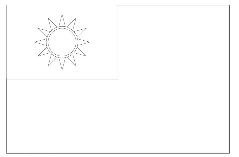 Dibujo de Bandera de Taiwán para Colorear