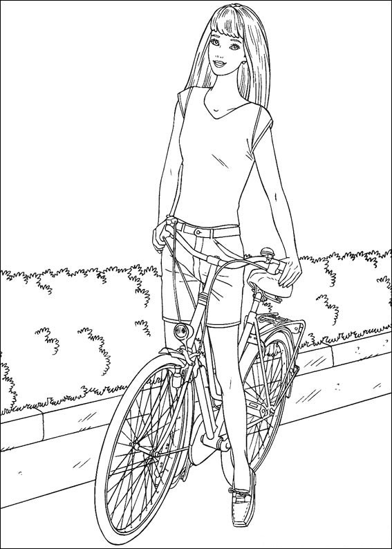 Dibujo de Barbie Ciclismo para Colorear