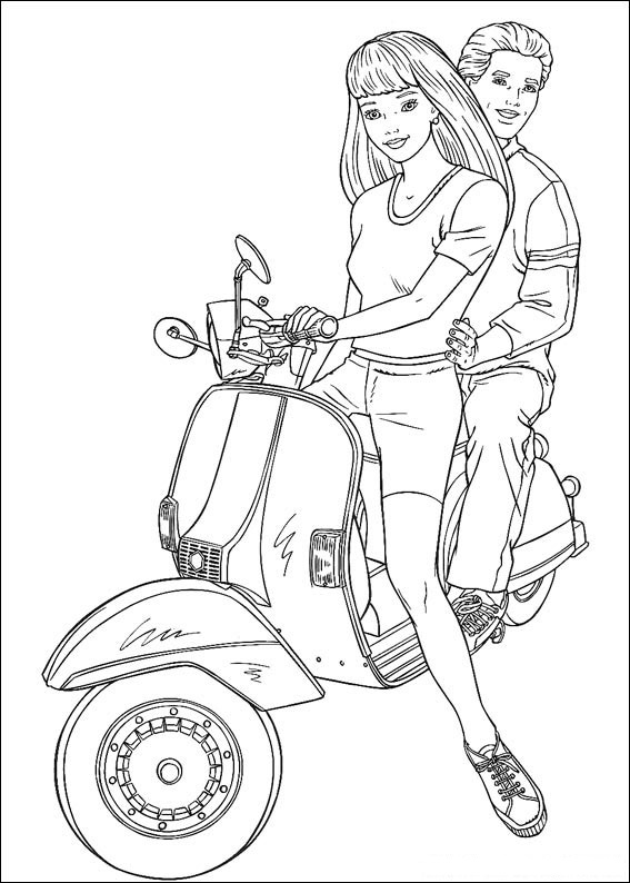 Dibujo de Barbie con Ken para Colorear