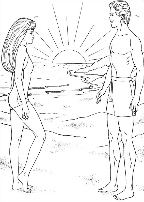 Dibujo de Barbie en la Playa para Colorear