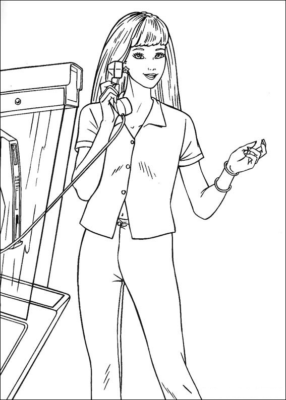 Dibujo de Barbie Llamando para Colorear