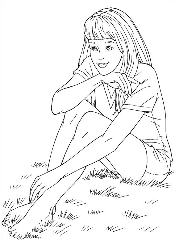Dibujo de Barbie Mirando para Colorear