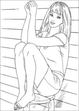 Dibujo de Barbie Sentada para Colorear
