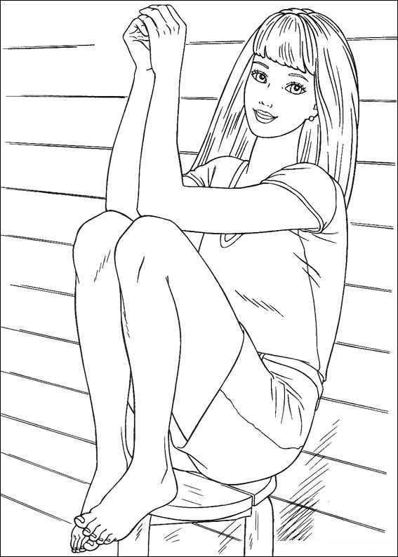Dibujo de Barbie Sentada para Colorear