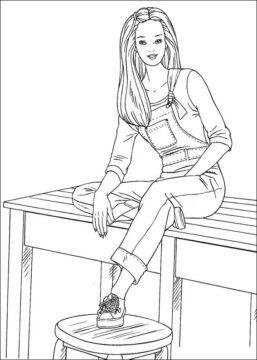 Dibujo de Barbie Sonriendo para Colorear