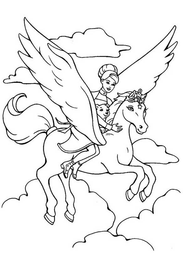 Dibujo de Barbie y la Magia de Pegaso para Colorear