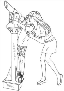 Dibujo de Barbie y Stacie Mirando Estrellas para Colorear