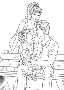 Dibujo de Familia de Barbie para Colorear