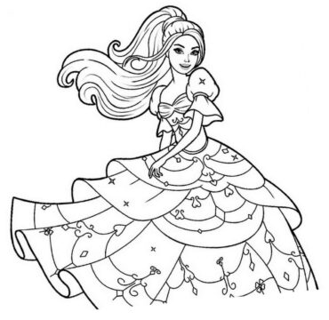 Dibujo de Hermosa Barbie Princesa para Colorear