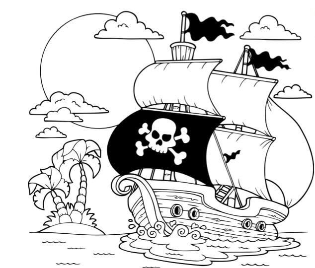 Dibujo de Barco Pirata Fresco para Colorear