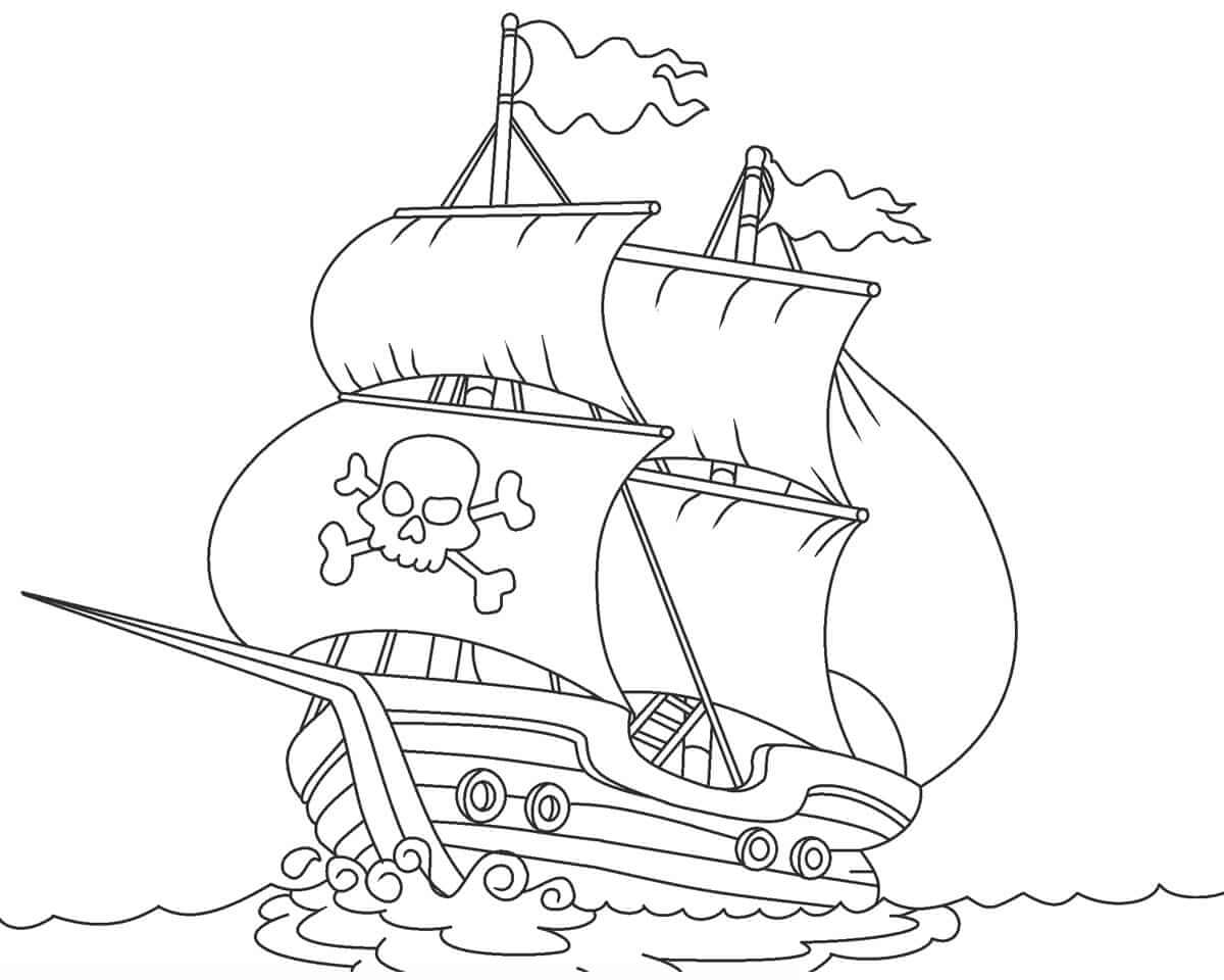 Dibujo de Gran Barco Pirata para Colorear