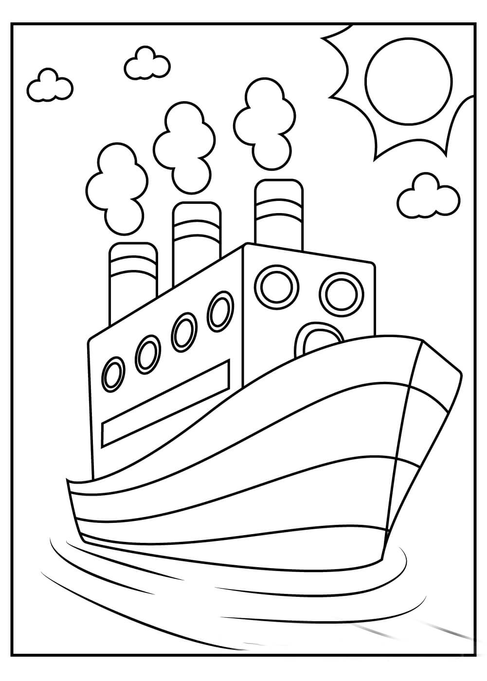 Dibujo de Barco Simple para Colorear