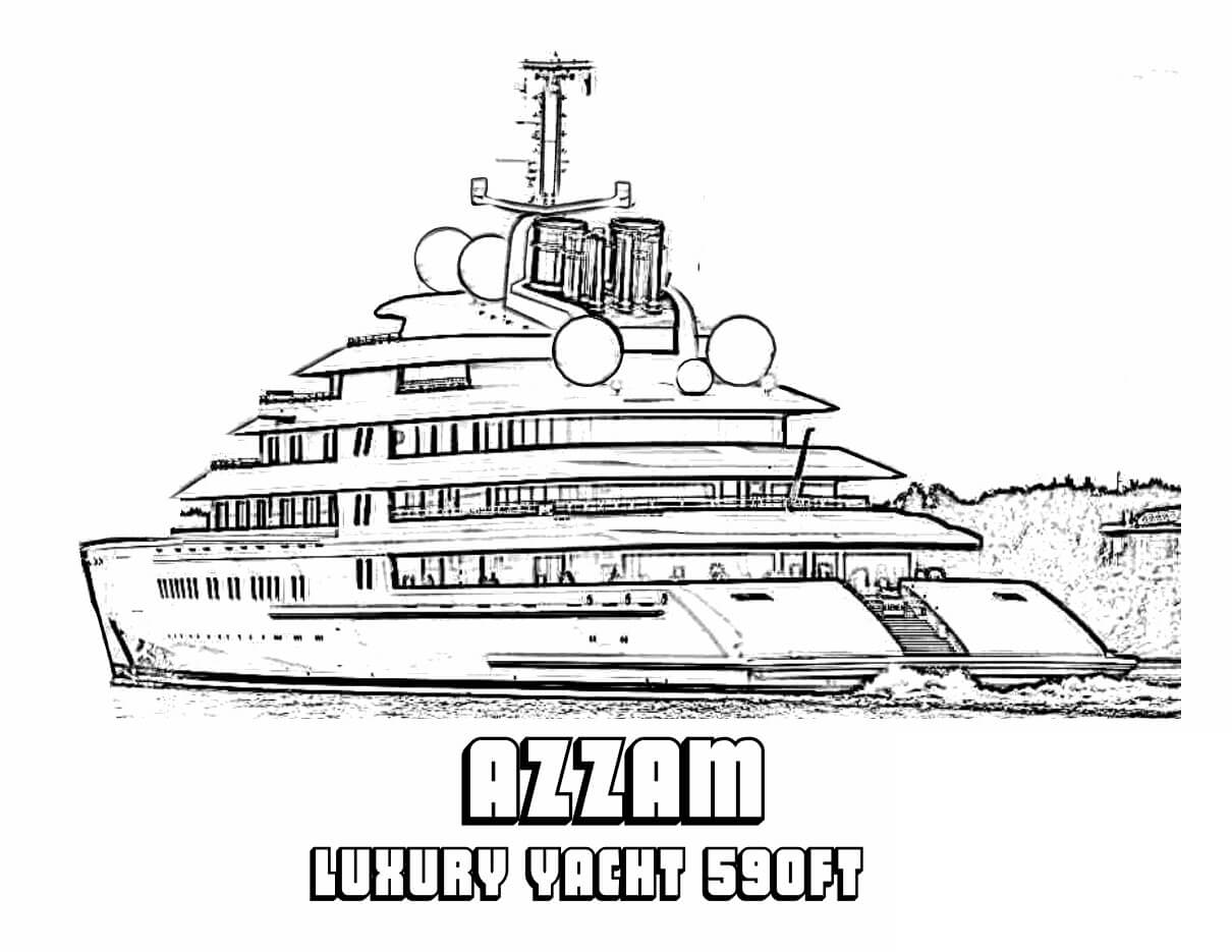 Dibujo de Barco Super Yate para Colorear