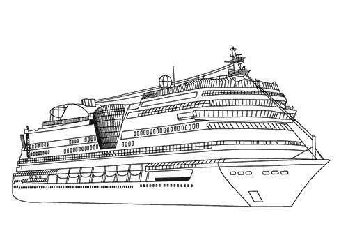 Dibujo de Barco de Lujo para Colorear